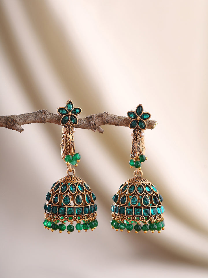 Priyaasi Floral Green Jhumkas