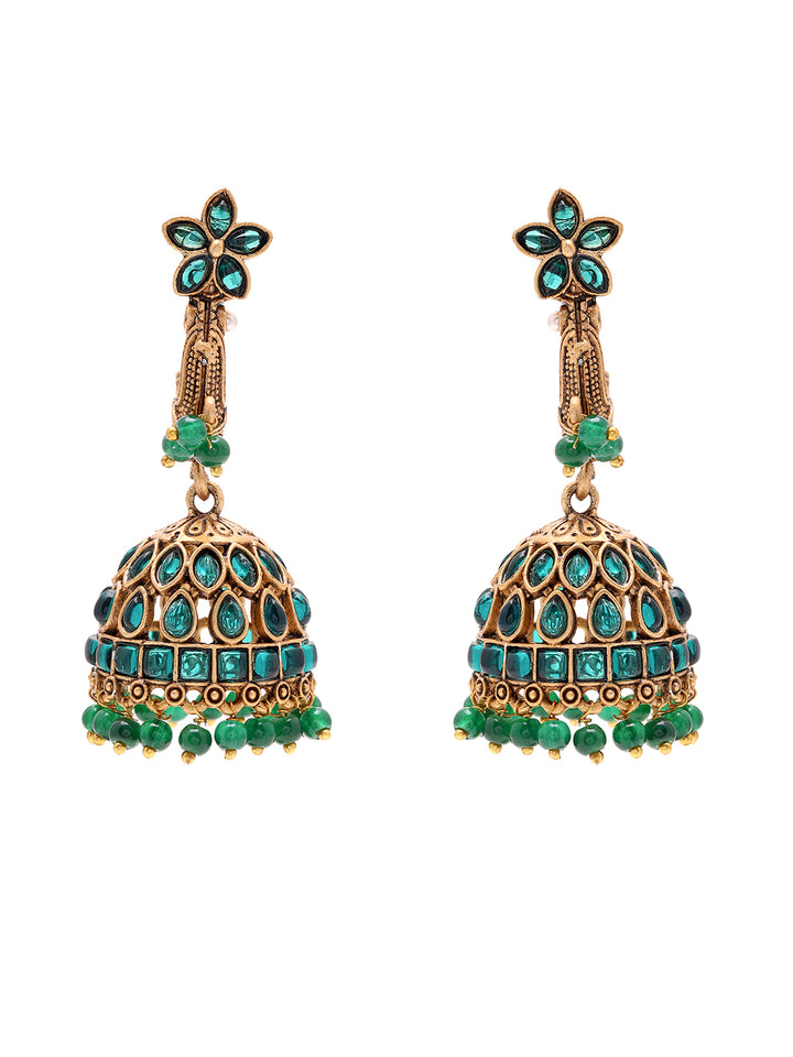 Priyaasi Floral Green Jhumkas