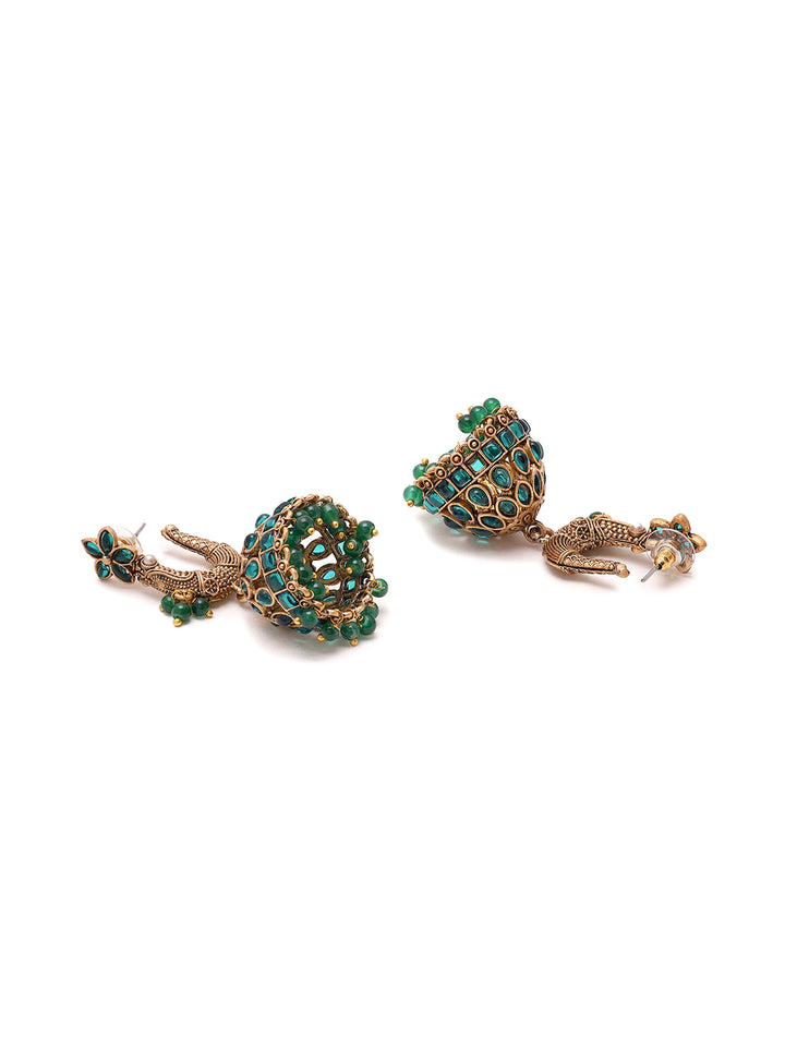 Priyaasi Floral Green Jhumkas