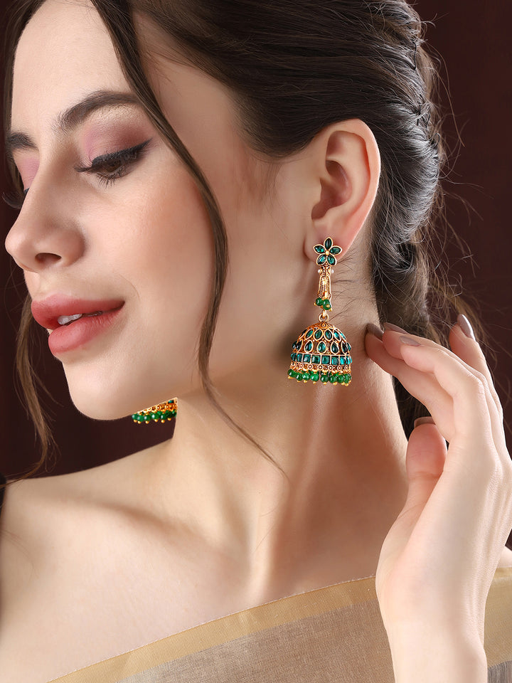Priyaasi Floral Green Jhumkas