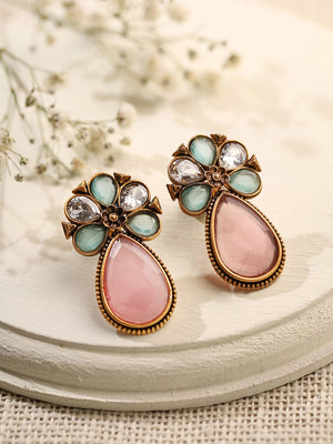 Priyaasi Floral Stoned Drop Earrings