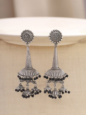 Priyaasi Radiant Tribal Silver Plated Drop Earrings