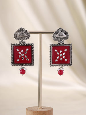 Priyaasi Oxidized Beauty in Square-Style Drop Earrings