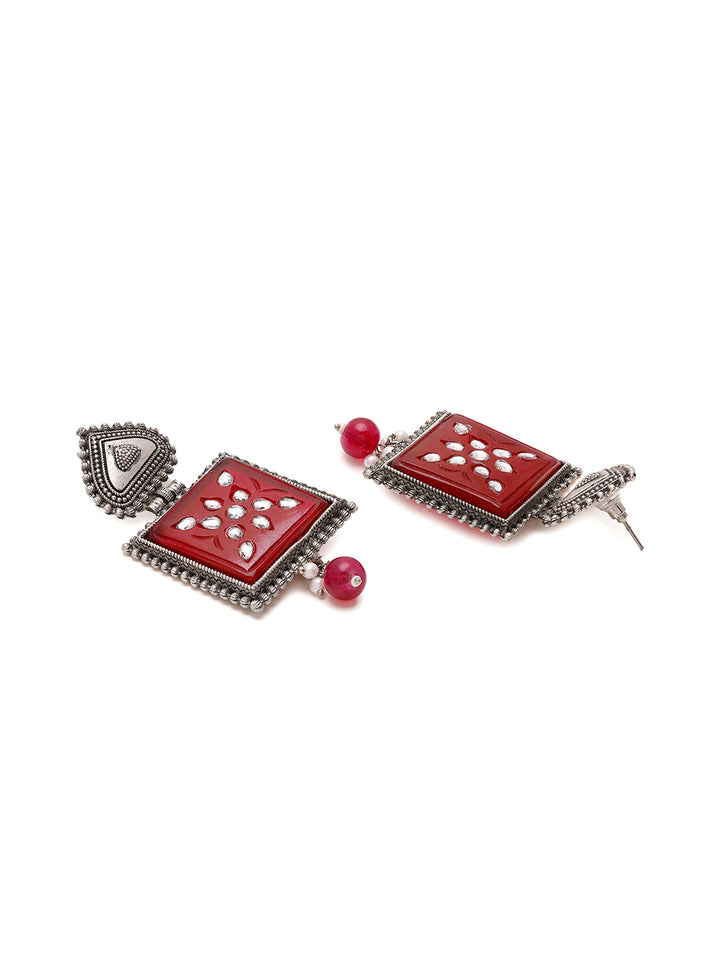 Priyaasi Oxidized Beauty in Square-Style Drop Earrings