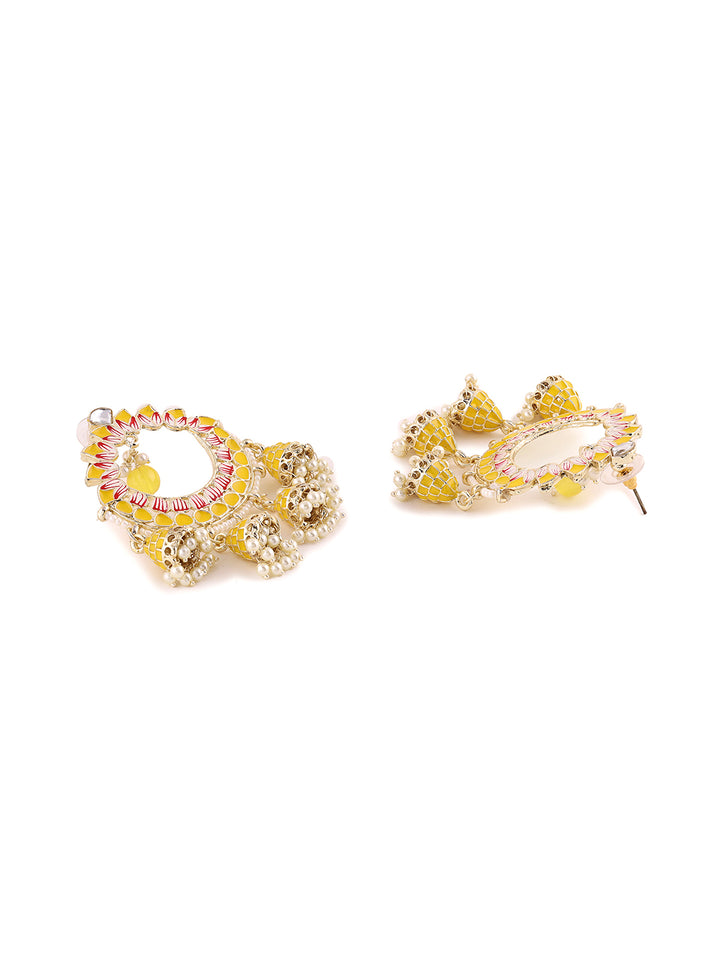 Priyaasi Yellow Lotus Shape Chandbalis