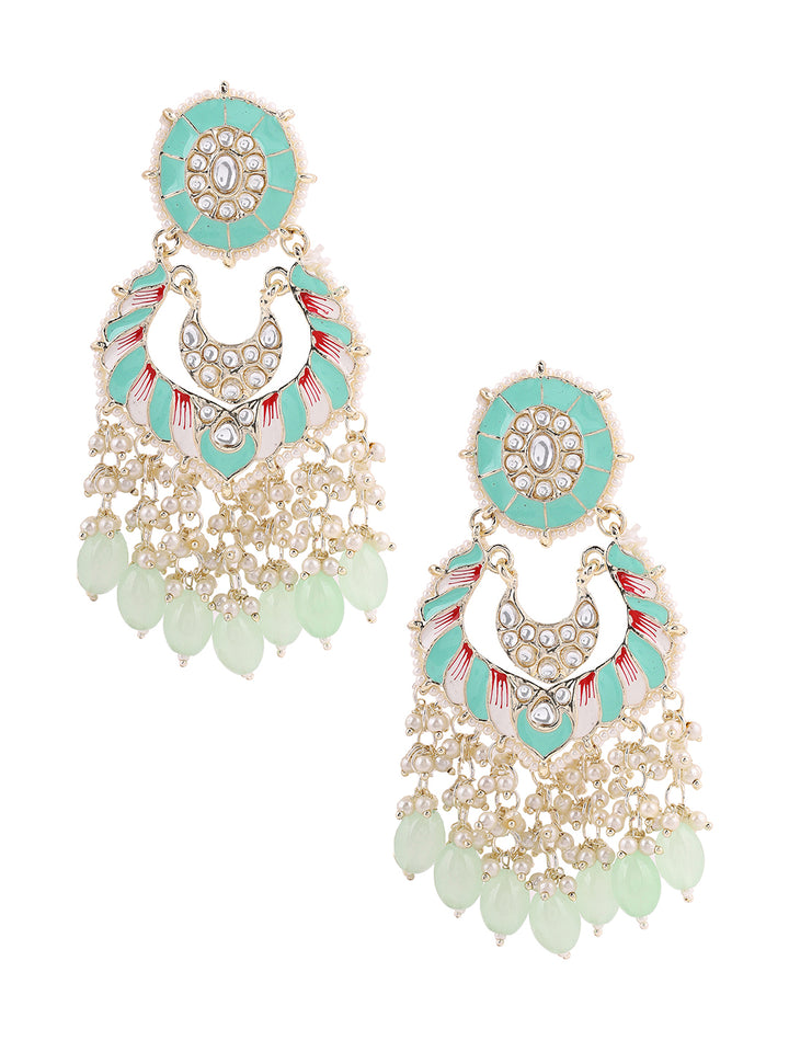 Priyaasi Light Green Meenakari Beads Earrings