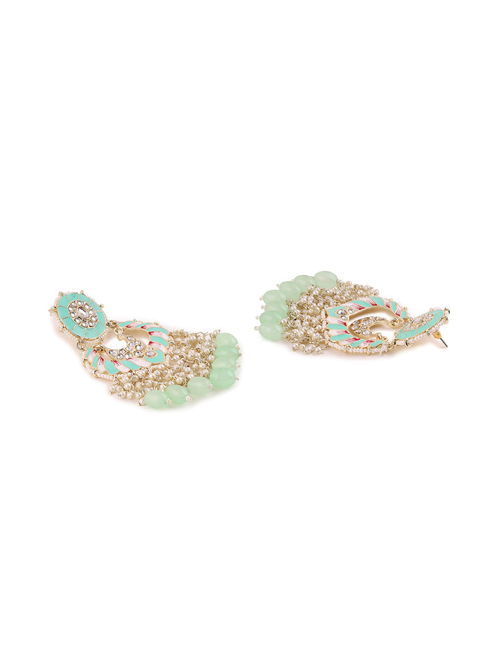 Priyaasi Light Green Meenakari Beads Earrings