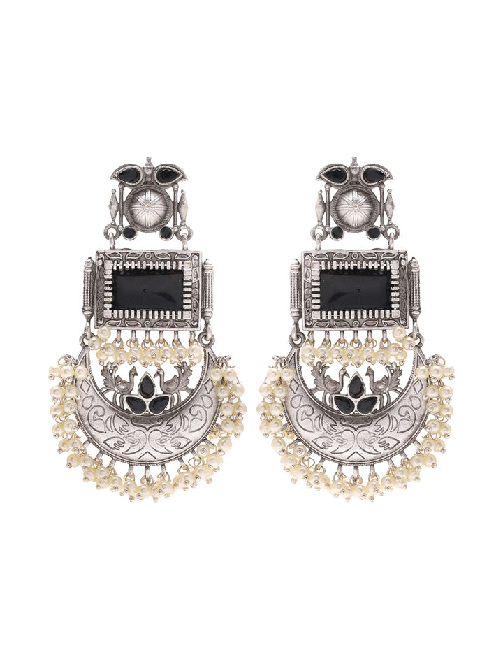 Priyaasi Chic Harmony Black Jhumkas Adorned with Pearls