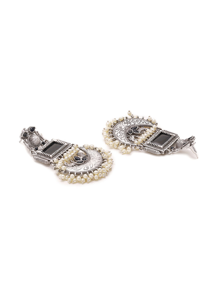 Priyaasi Chic Harmony Black Jhumkas Adorned with Pearls