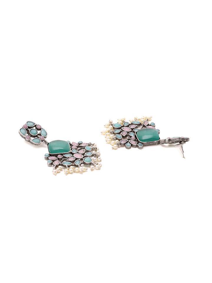 Priyaasi Floral green and Pink Earrings