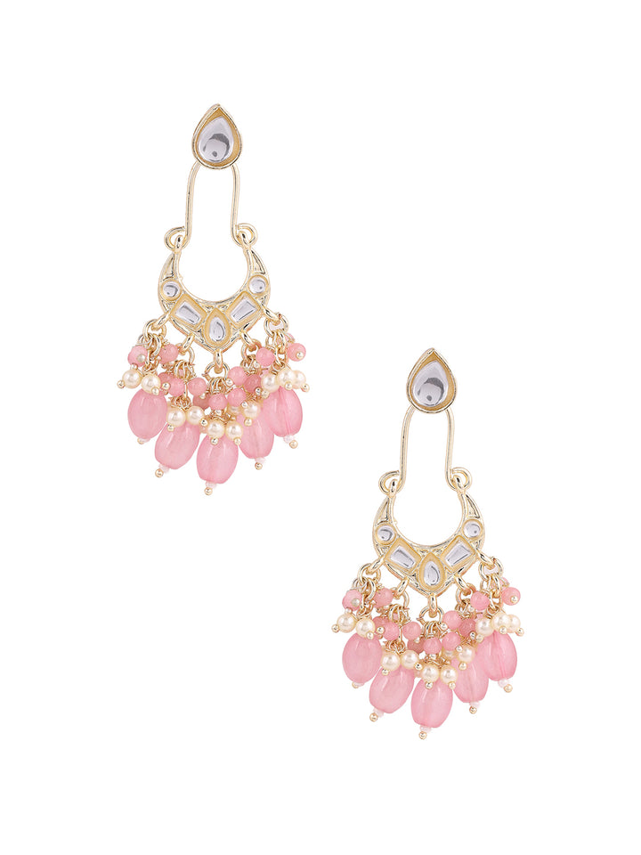 Priyaasi Kundan Pink Beads Chandbalis