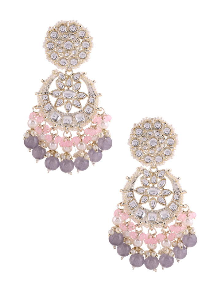 Priyaasi Pale Pink and Ash Combo Floral Earrings
