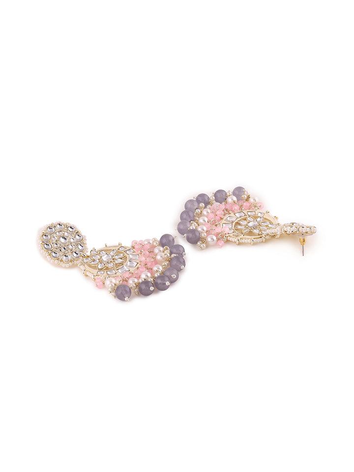 Priyaasi Pale Pink and Ash Combo Floral Earrings