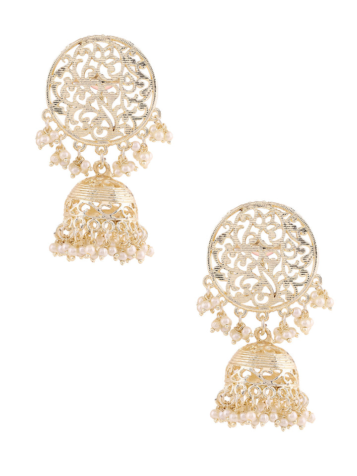 Priyaasi Floral Gold Plated Pearl Jhumkas
