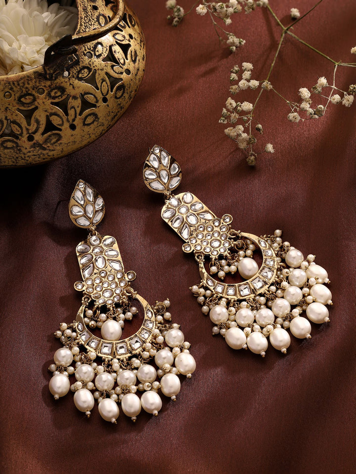 Priyaasi Pearl Kundan Gold Plated Earrings