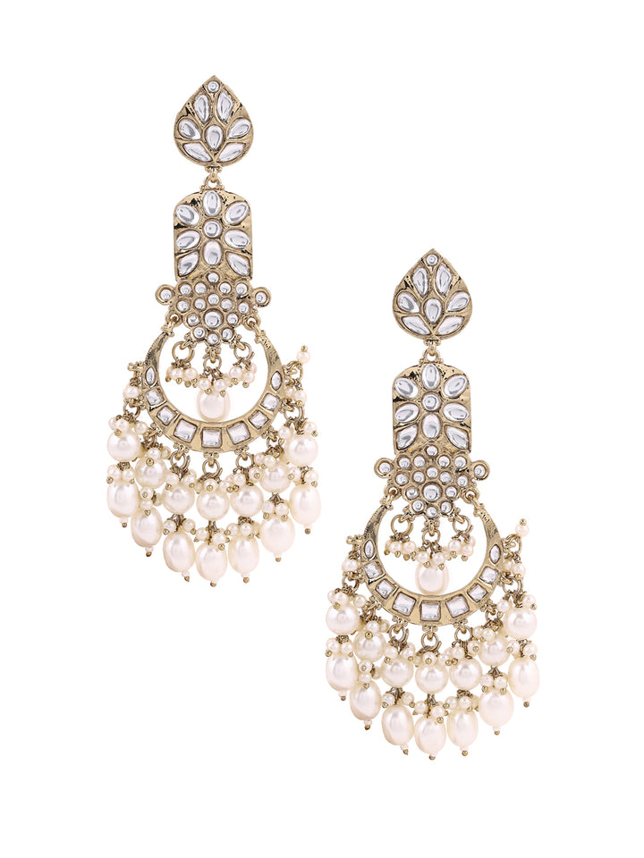 Priyaasi Pearl Kundan Gold Plated Earrings