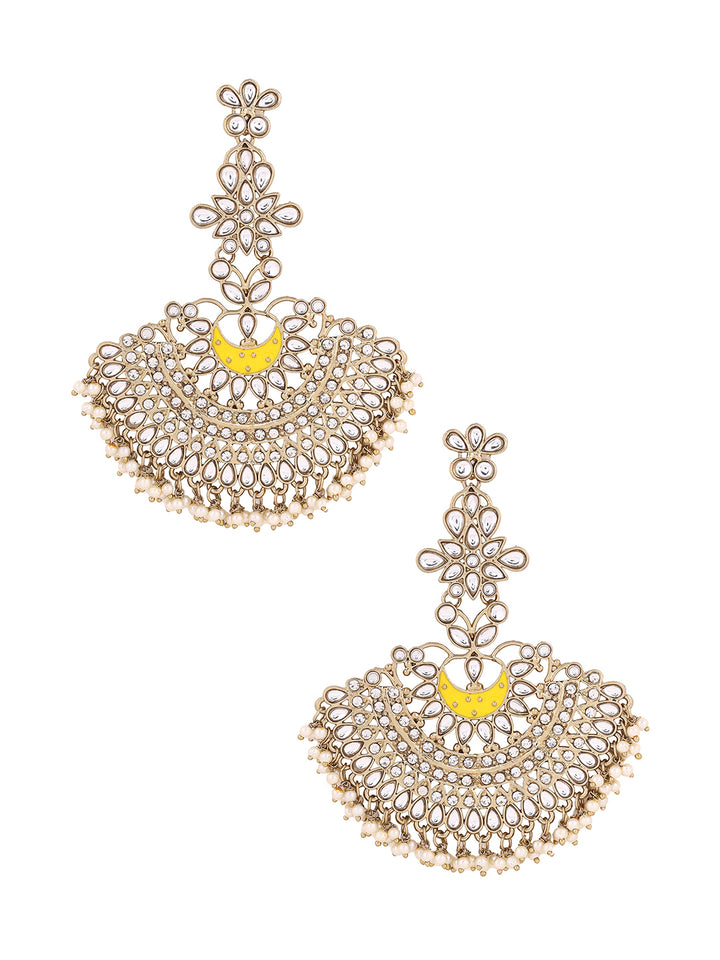 Priyaasi Yello Kundan Floral Chandbalis