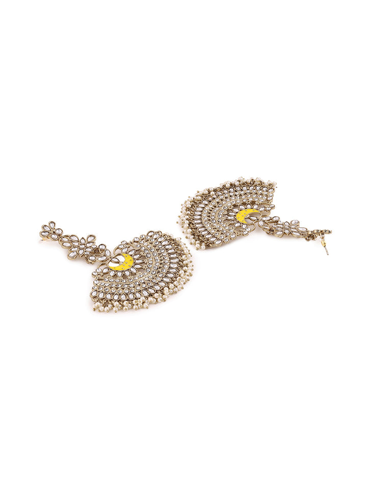 Priyaasi Yello Kundan Floral Chandbalis