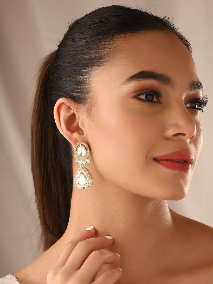 Priyaasi Gold Kundan Drop Earrings