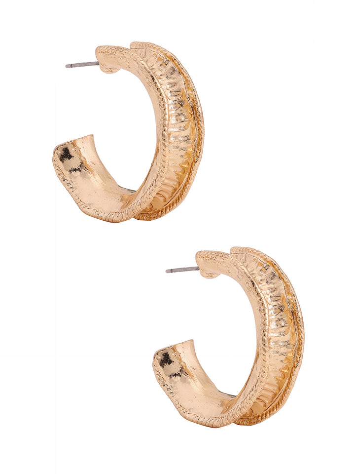 Priyaasi Stylish Wavey Gold Plated Hoops Earrings