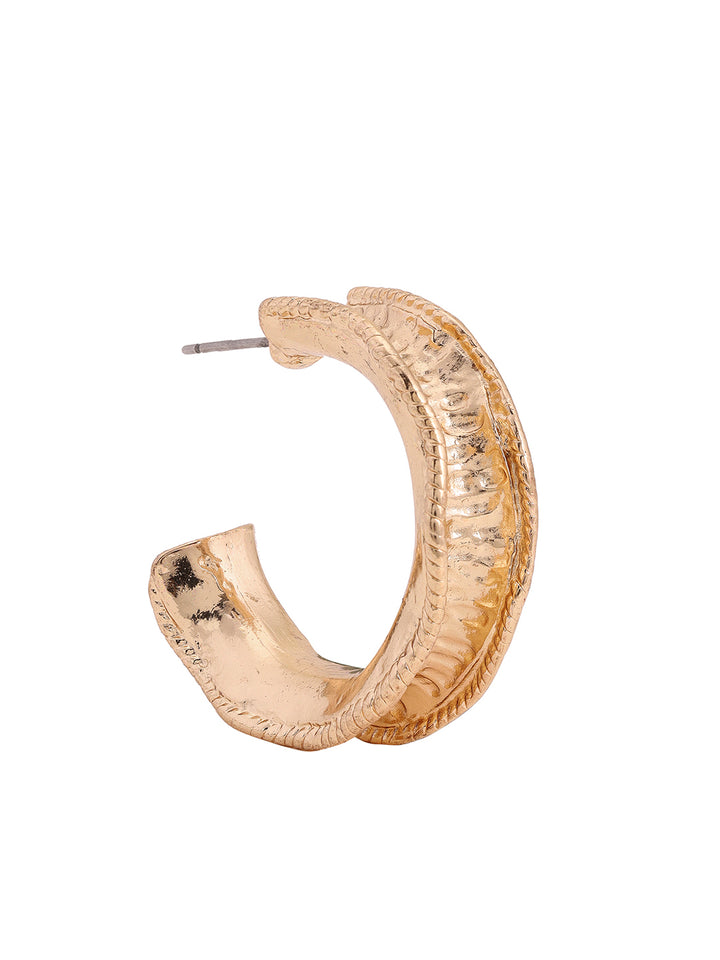 Priyaasi Stylish Wavey Gold Plated Hoops Earrings