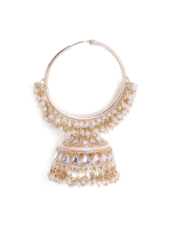 Priyaasi Gold plated Mini Fresh Water Pearls Bali Jhumkis Kundan Earrings