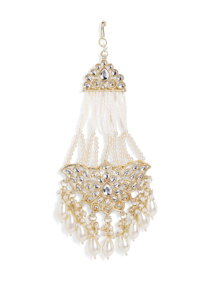 Floral Elegance Pearl Sequenced Pearl Beads Gold Plated Jhumar Passa