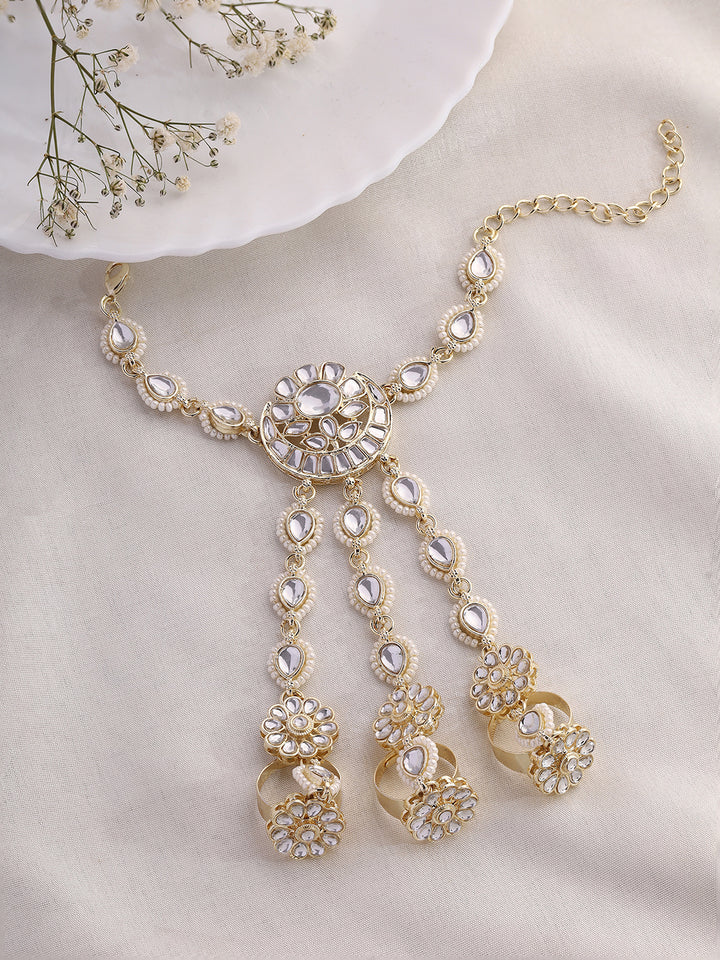 Priyaasi Drop and Floral Kundan Hathphool