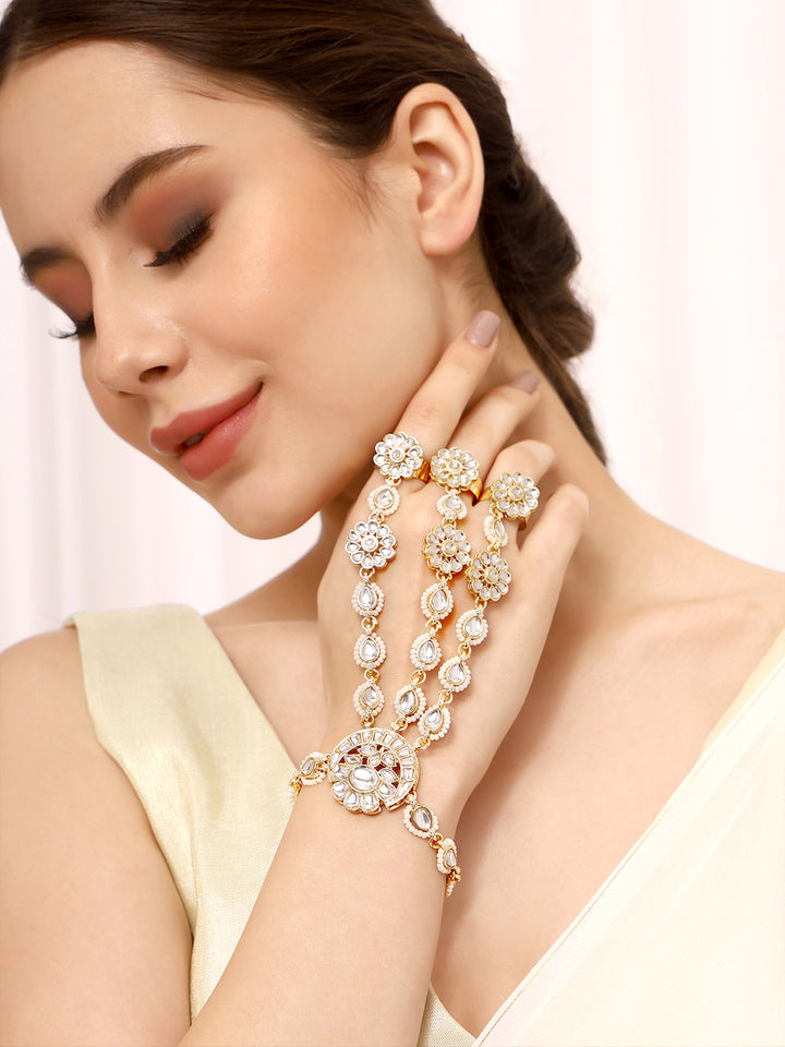 Priyaasi Drop and Floral Kundan Hathphool