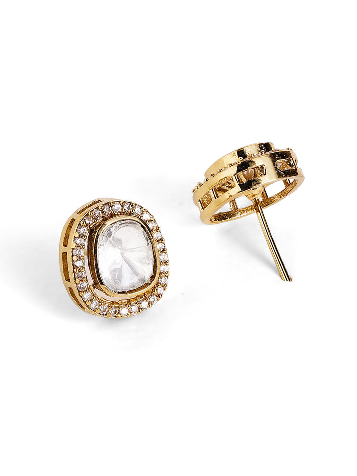 Geometric Elegance Polki Styled Pendants and Stud Earrings Jewellery Set