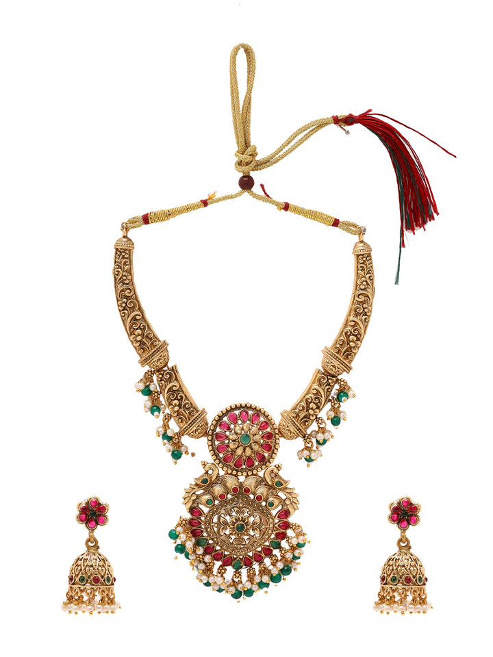 Priyaasi An Exquisite Temple -Style Jewellery Set with Bhutta Earrings