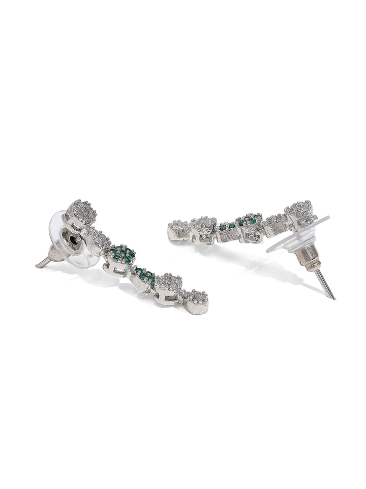 Priyaasi Silver-Plated Splendor with American Diamonds and Enchanting Green Stones