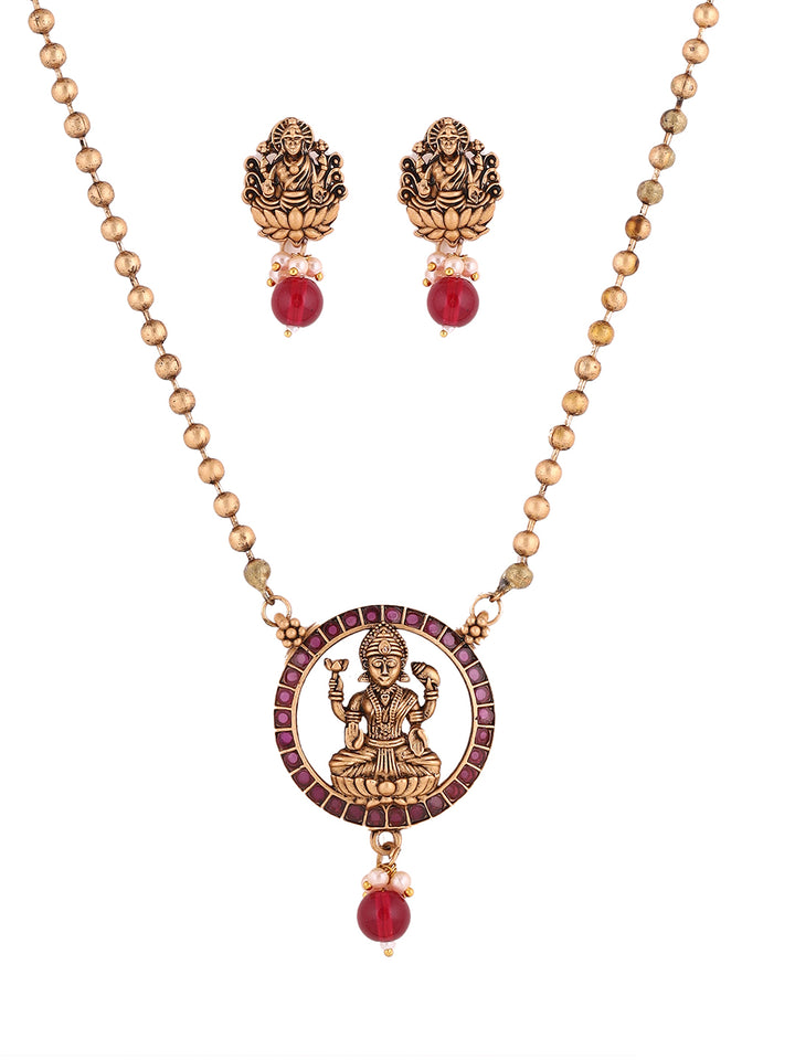 Priyaasi Temple Ruby Stoned Jewellery Set
