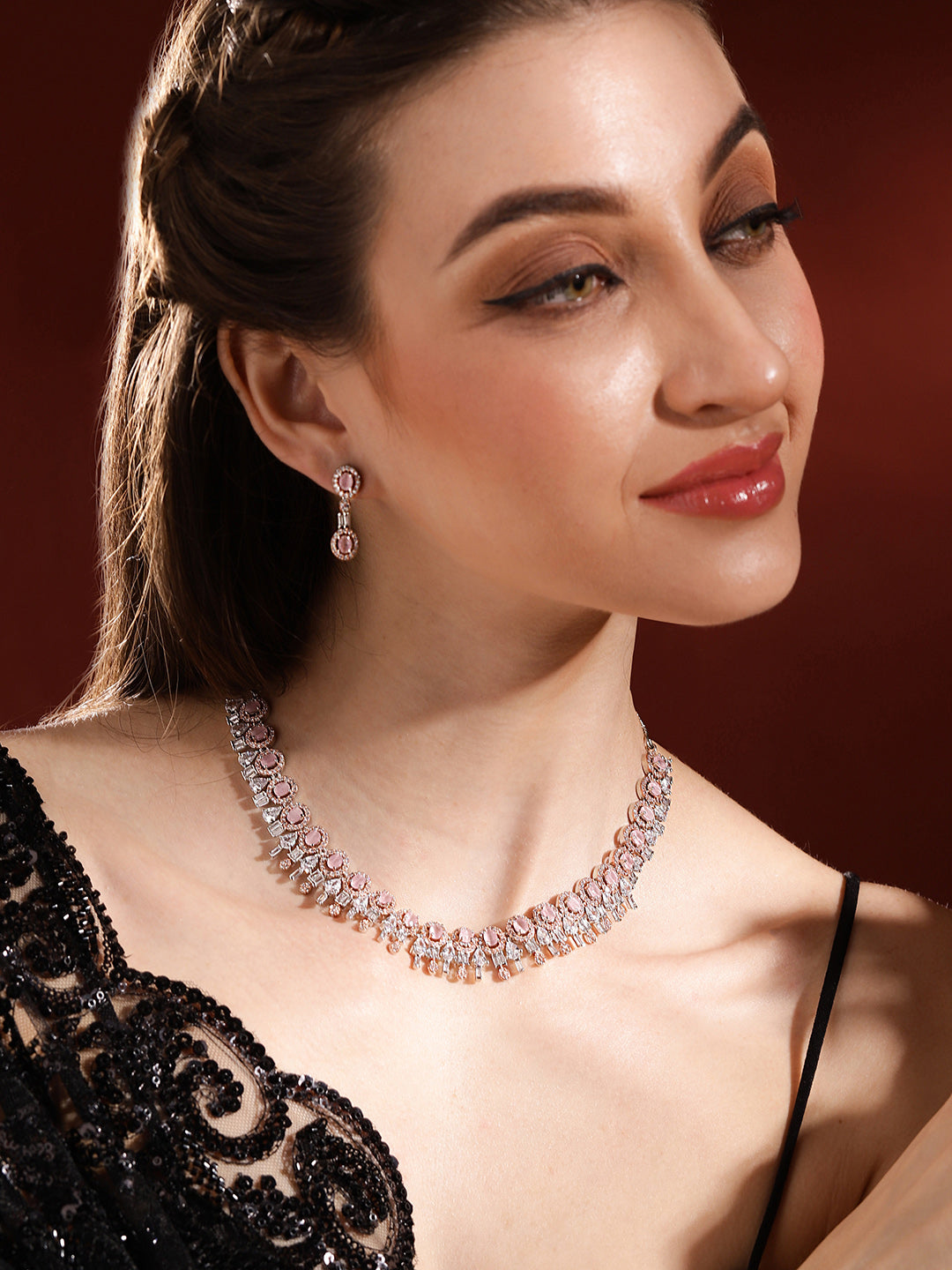 AD Mint Elegant Rosegold Plating Geometry Style Necklace with Mini