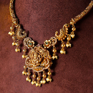 Lakshmi Twin Peacocks Elegance Gold Plated Necklace Drop Earrings Jewellery Set