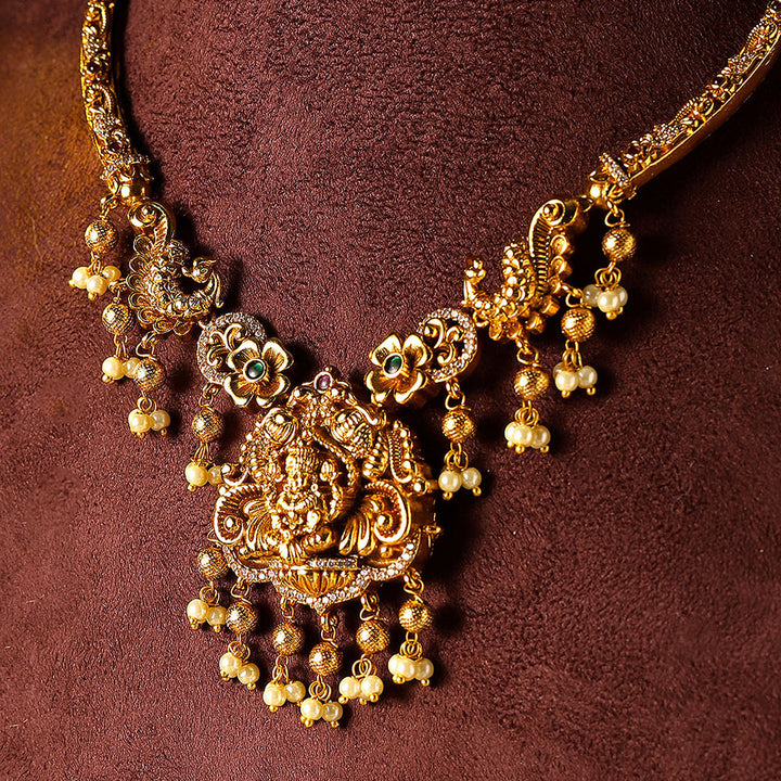 Lakshmi Twin Peacocks Elegance Gold Plated Necklace Drop Earrings Jewellery Set