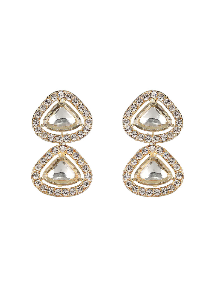 Pretty Polki Kundan Studded Gold-Plated Jewellery Set