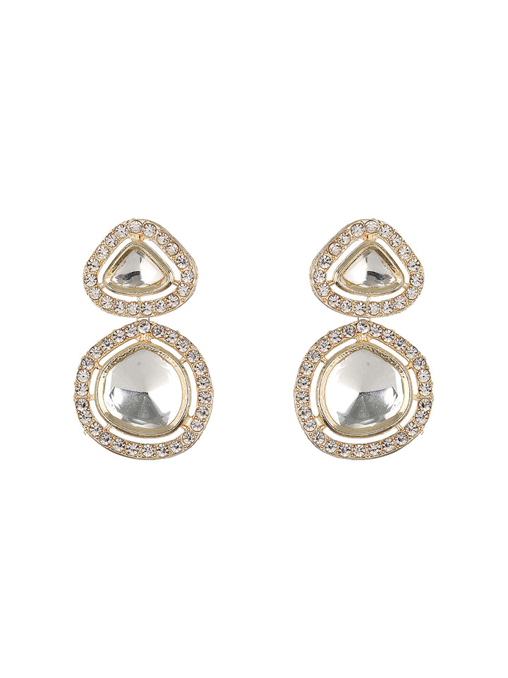 Quirky Round Polki Kundan Studded Gold-Plated Jewellery Set