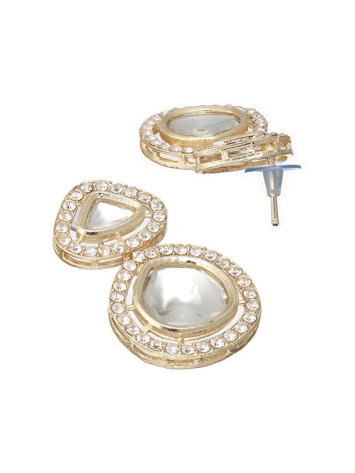 Quirky Round Polki Kundan Studded Gold-Plated Jewellery Set