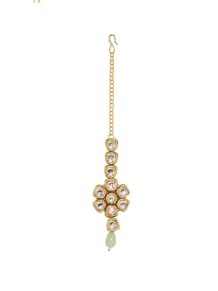 Priyaasi Brighten with Floral Kundan design with Mint Stone