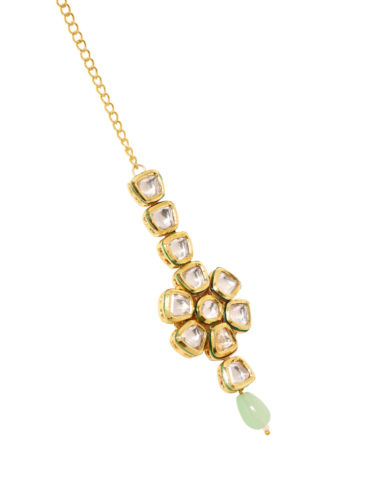 Priyaasi Brighten with Floral Kundan design with Mint Stone