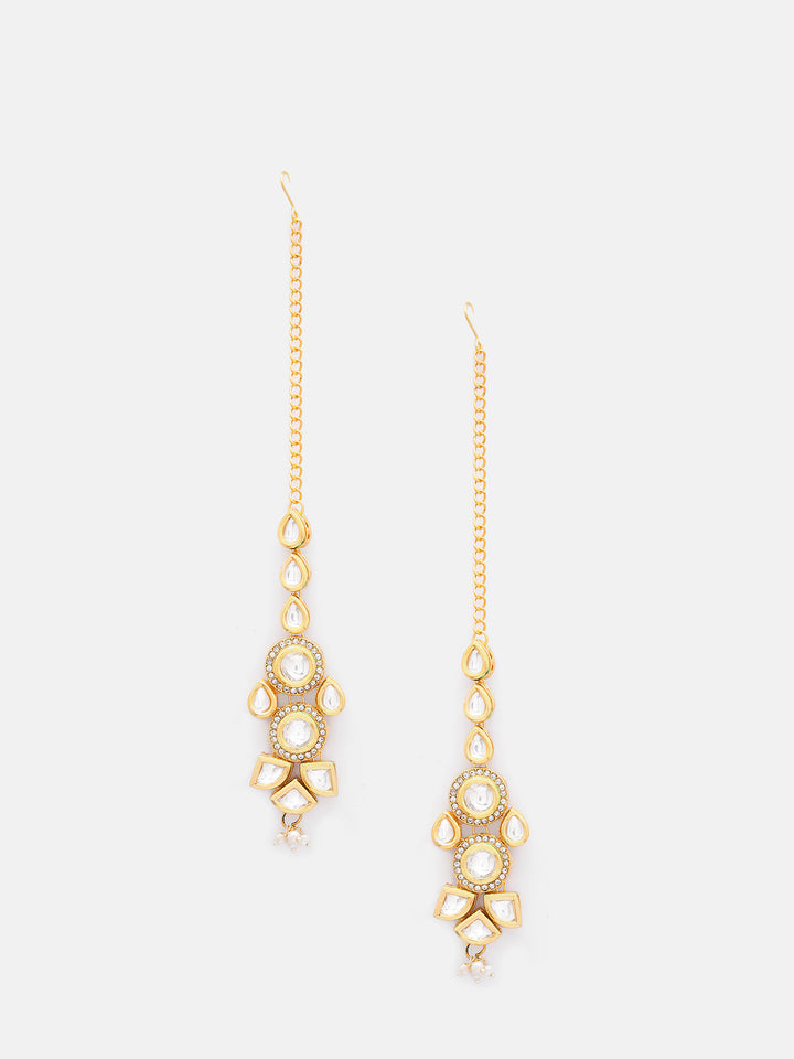 Priyaasi Elegant Gold Plated Kundan Mini Pearl Design Maangtika