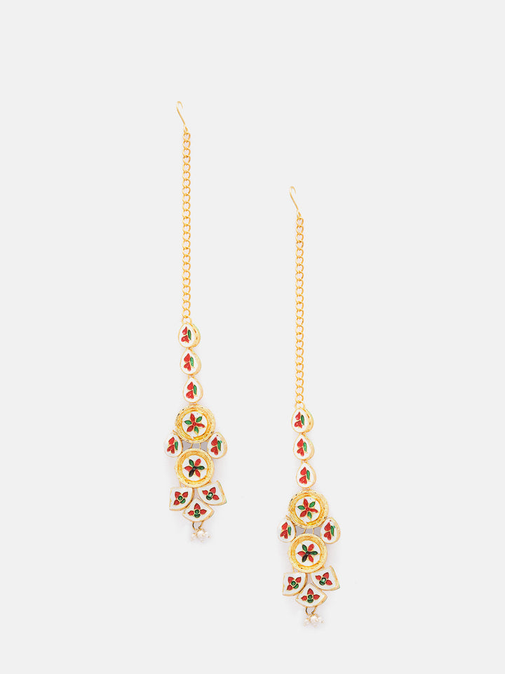 Priyaasi Elegant Gold Plated Kundan Mini Pearl Design Maangtika