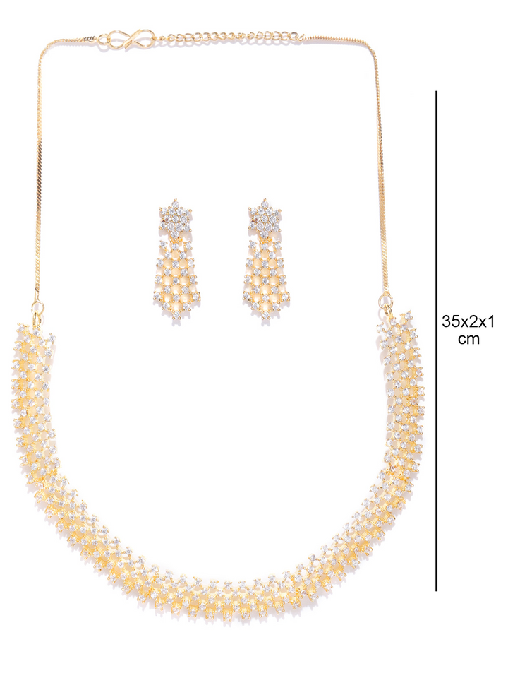 American Diamond Gold Plated Geometric Jewellery Set