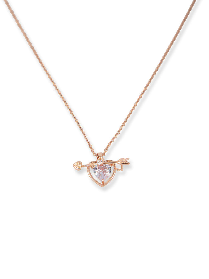 Prita by Priyaasi Rose Gold Stone Studded Heart Necklace
