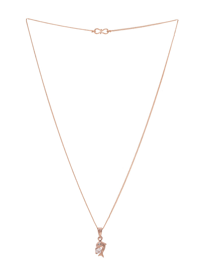 Priyaasi Aquatic Elegance Rose Gold-Plated Fish Pendant Necklace