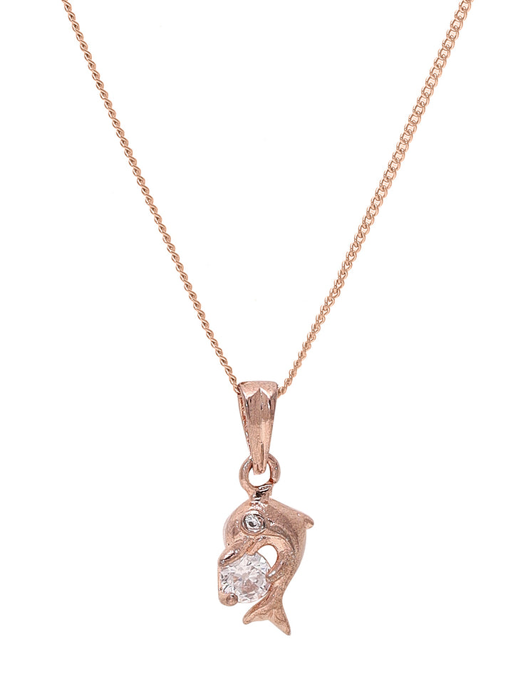 Priyaasi Aquatic Elegance Rose Gold-Plated Fish Pendant Necklace
