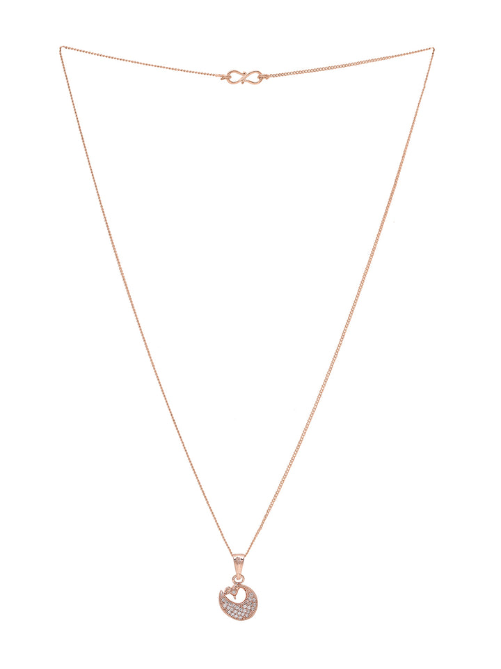 Priyaasi Radiant Rose Gold Plated American Diamond Necklace