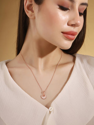 Priyaasi Radiant Rose Gold Plated American Diamond Necklace