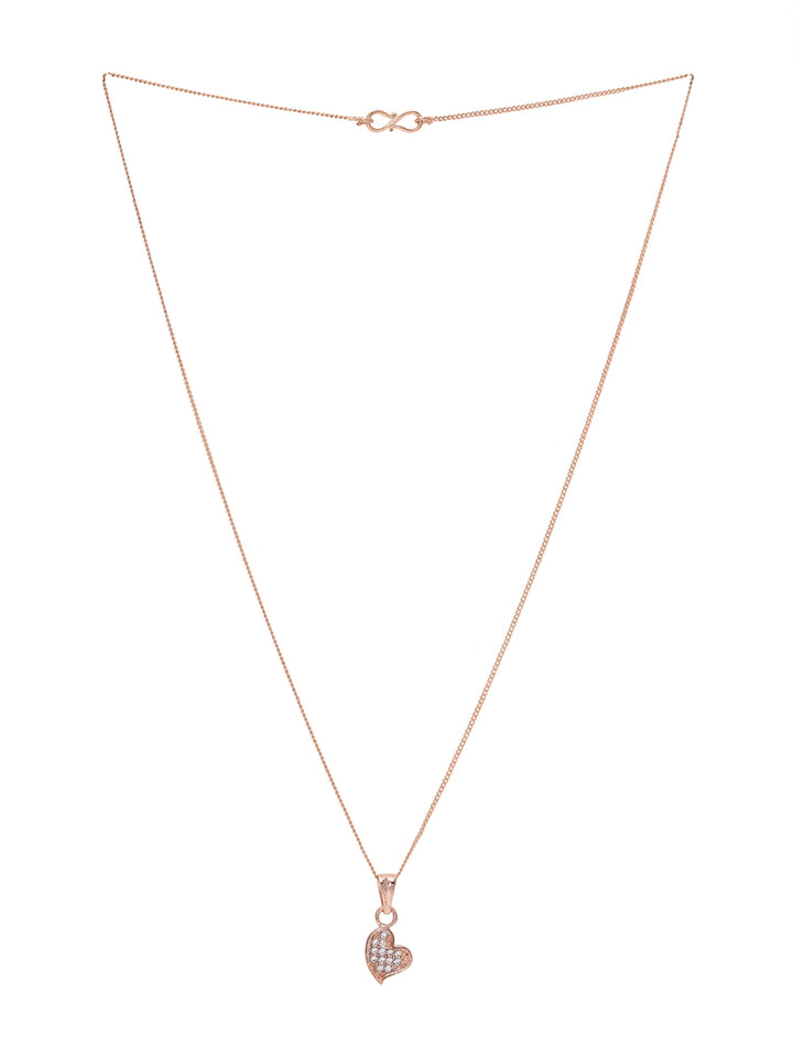 Priyaasi Rose Gold-Plated Symphony of Love - Heart-Shaped Pendant Necklace